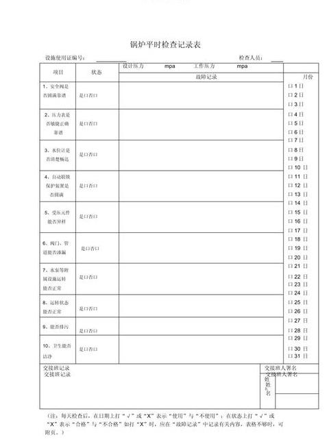 锅炉运行记录表填写指南