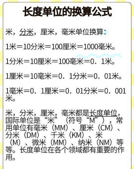 二年级必学：米、厘米、分米长度单位转换公式全解析