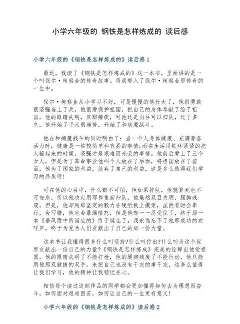 钢铁是怎样炼成的读后感